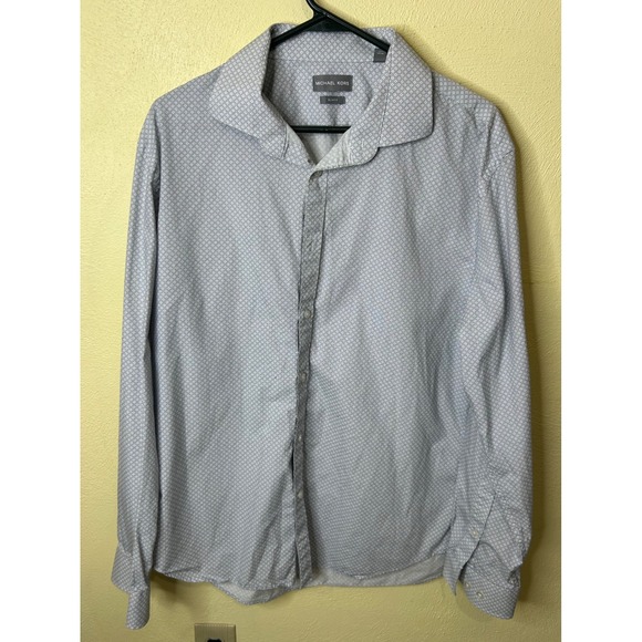 Michael Kors Other - Michael Kors Mens Slim Fit Geometric Print Button Down Shirt Blue‎ White XL 17